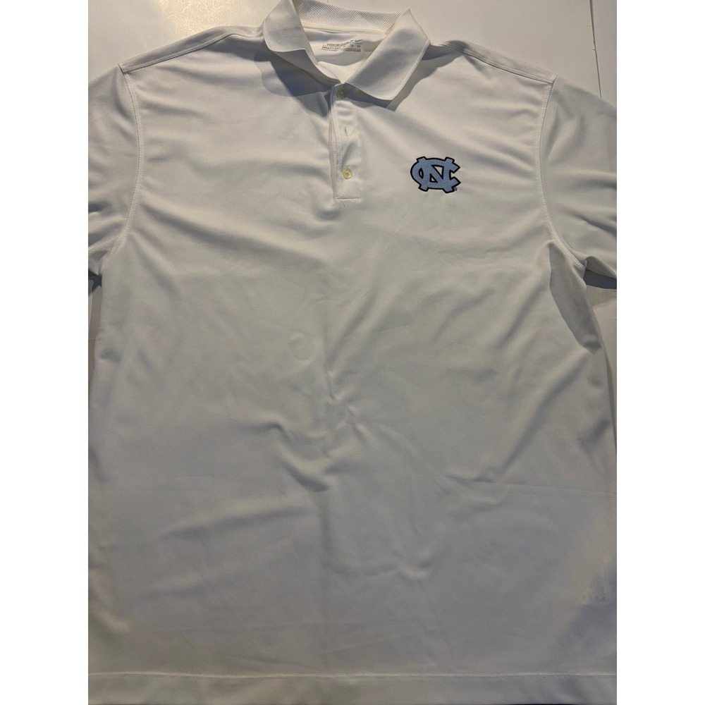 Nike Golf UNC Tar Heels Polo Shirt XL White Carolina Cup Dri-Fit